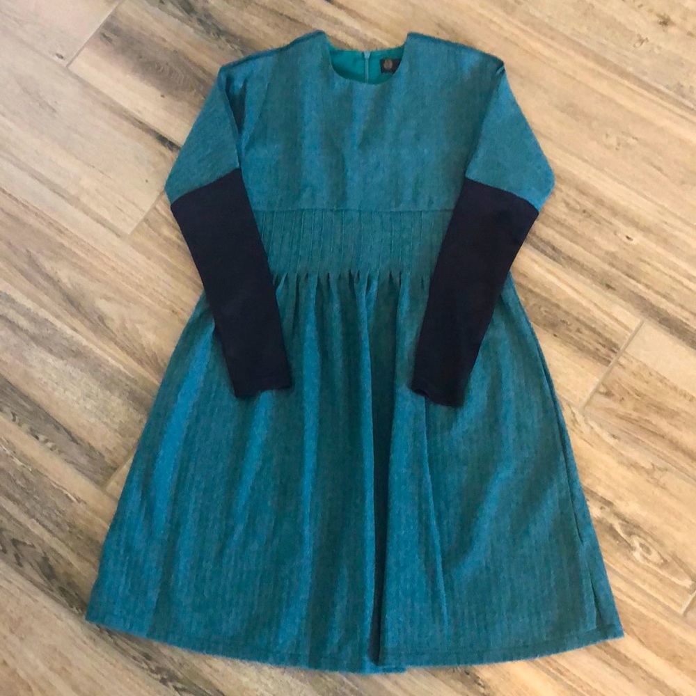 Little Cocoon Teal Wool Dress GUC